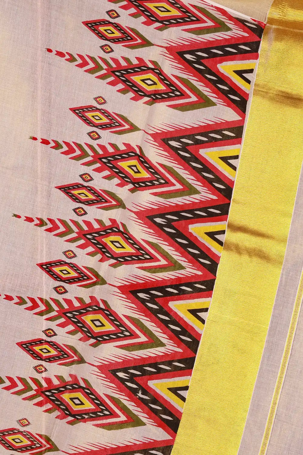 Golden Cream Tissue Kerala Saree