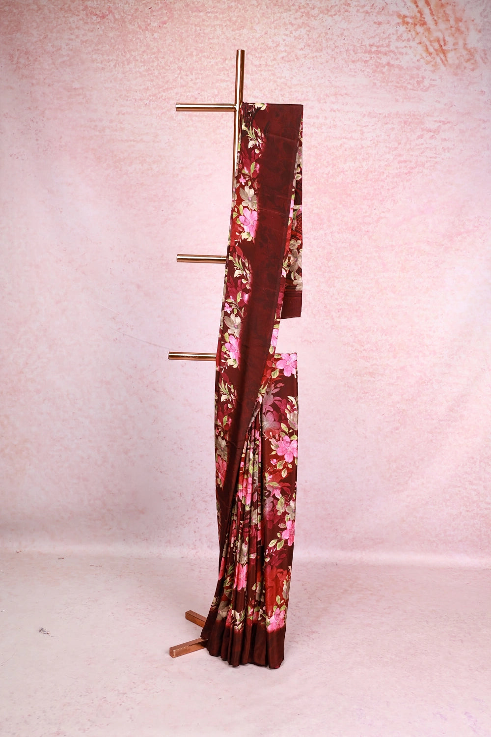 Dark Grape Wine Chiffon Saree