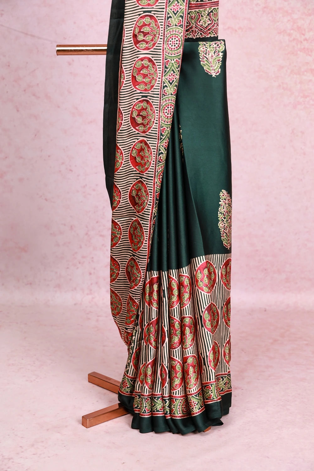 Bottle Green Semi Modal Saree