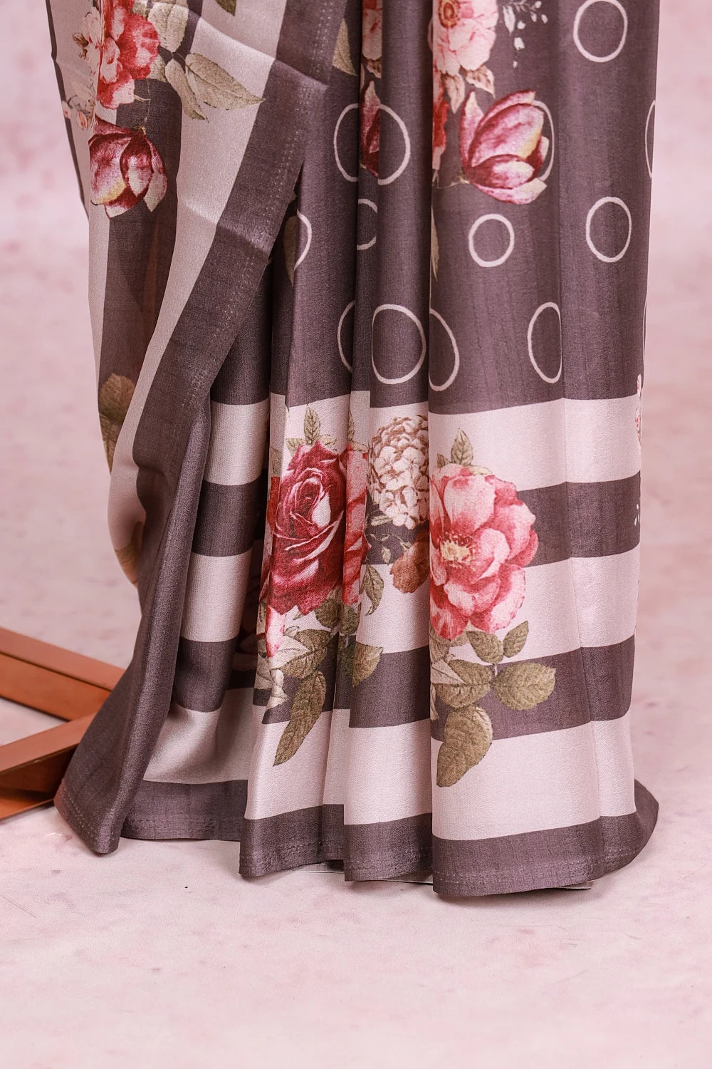 Dark Ash Crepe Georgette Saree