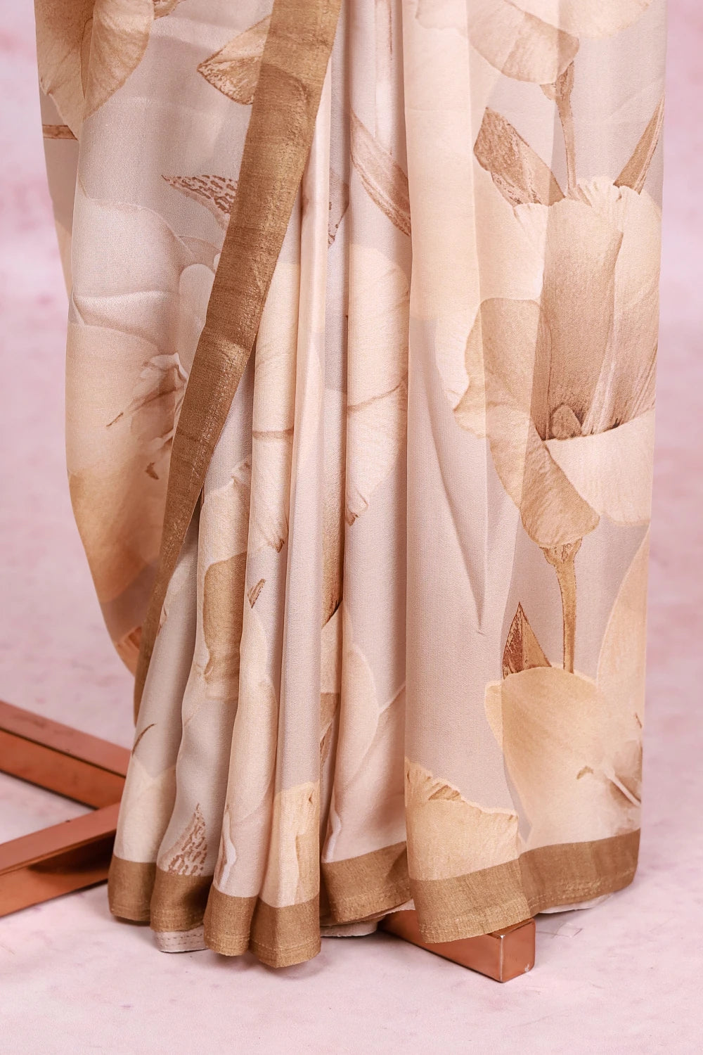 Off White Crepe Georgette Saree