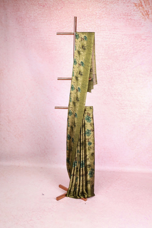 Cream With Yellow Chiffon Saree