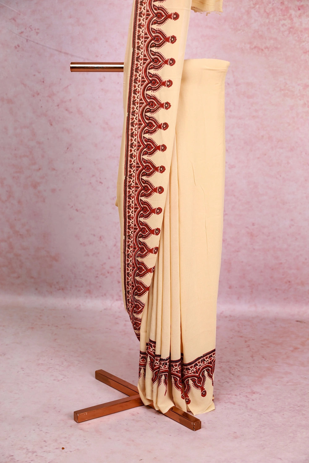 Cream Georgette Saree