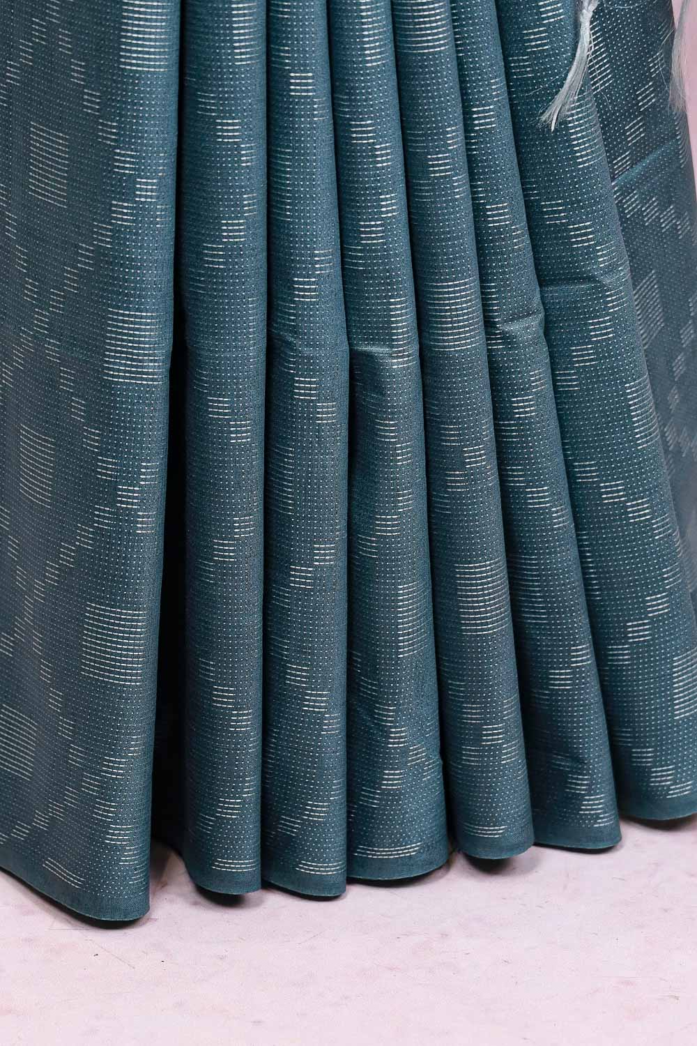 Greyish Blue Semi Tussar Saree