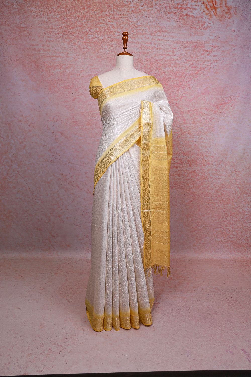 Off White Semi Tussar Saree