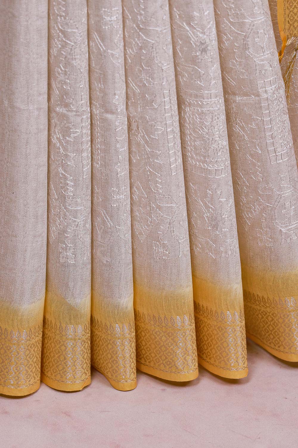 Off White Semi Tussar Saree