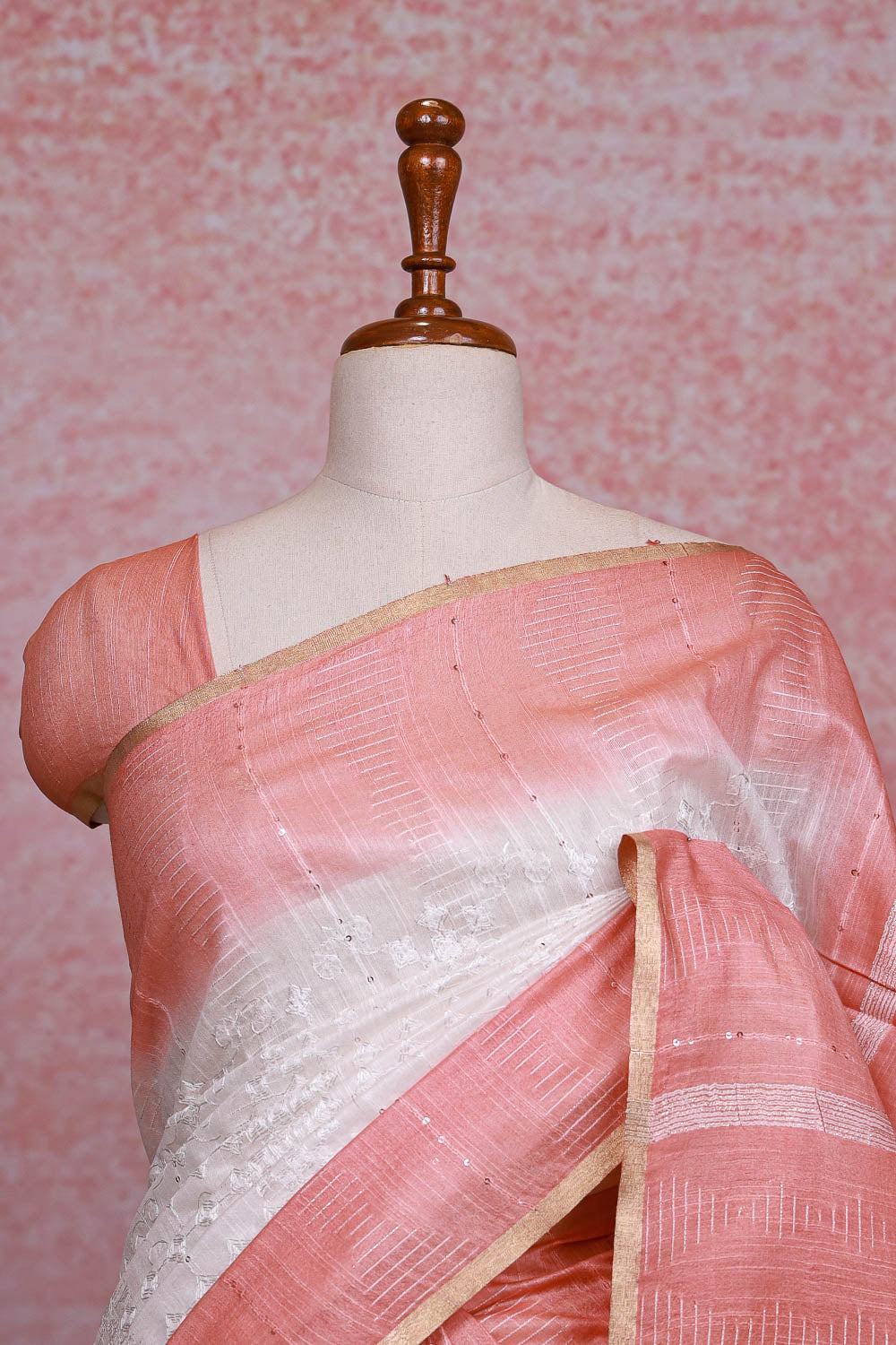 White Semi Tussar Saree