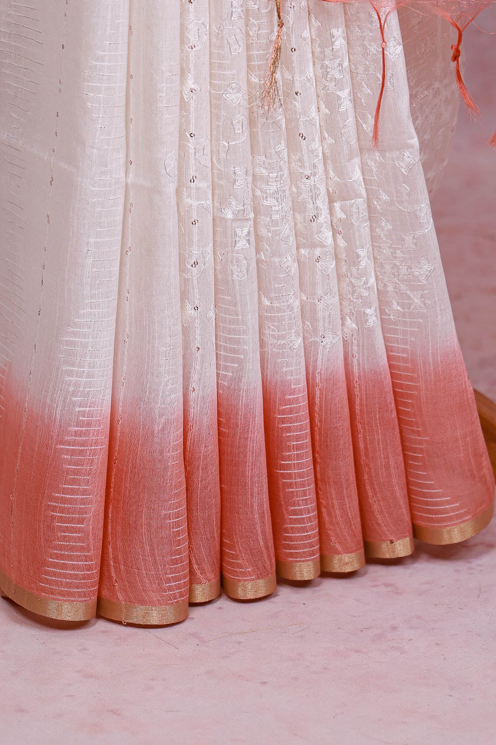 White Semi Tussar Saree