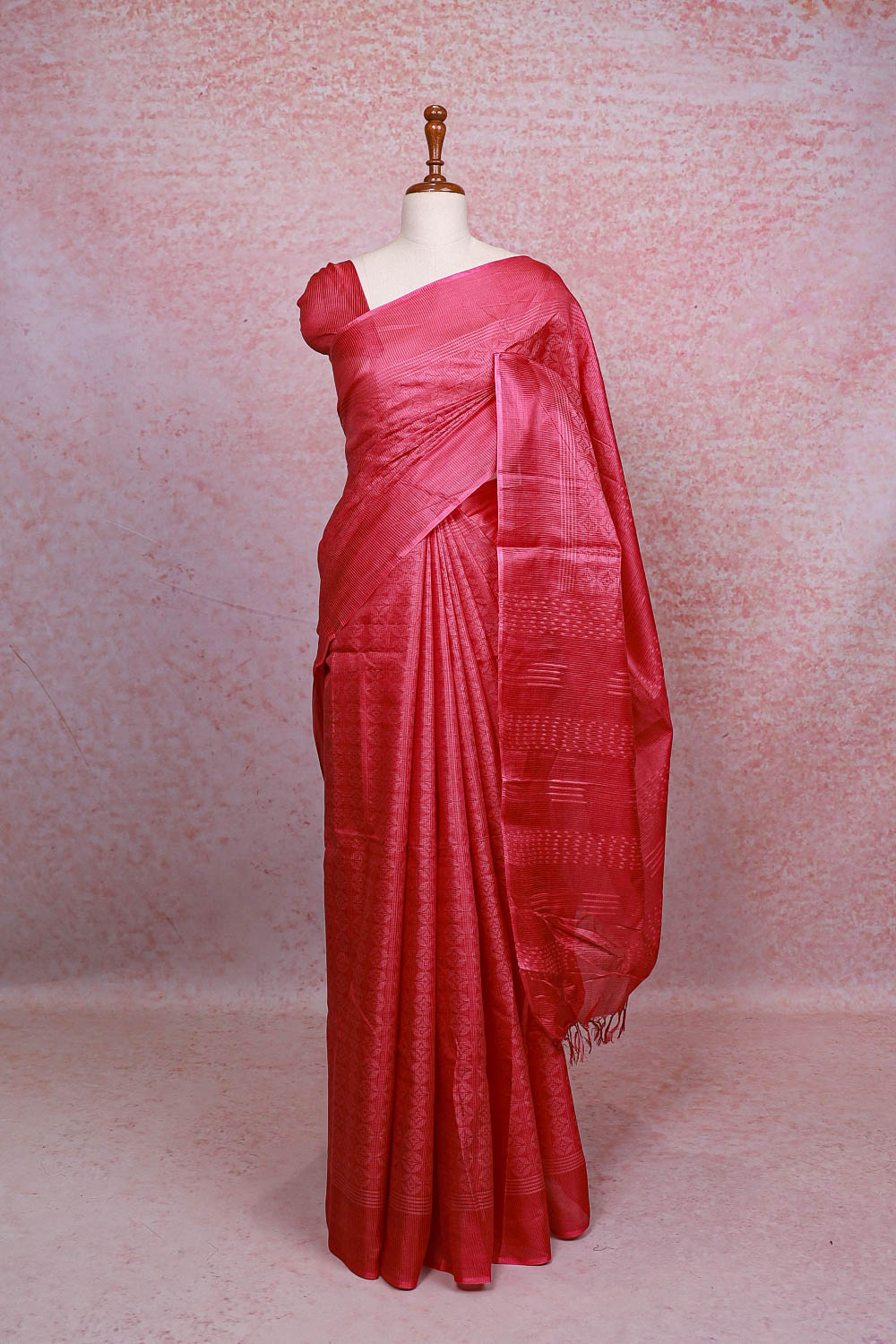 Onion Pink Semi Tussar Saree
