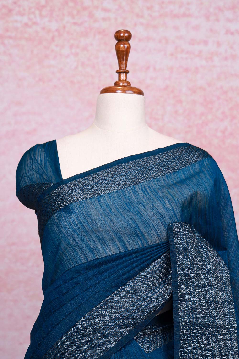 Blue Semi Jute Saree