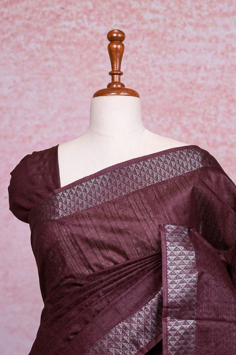 Dark Wine Semi Tussar Saree