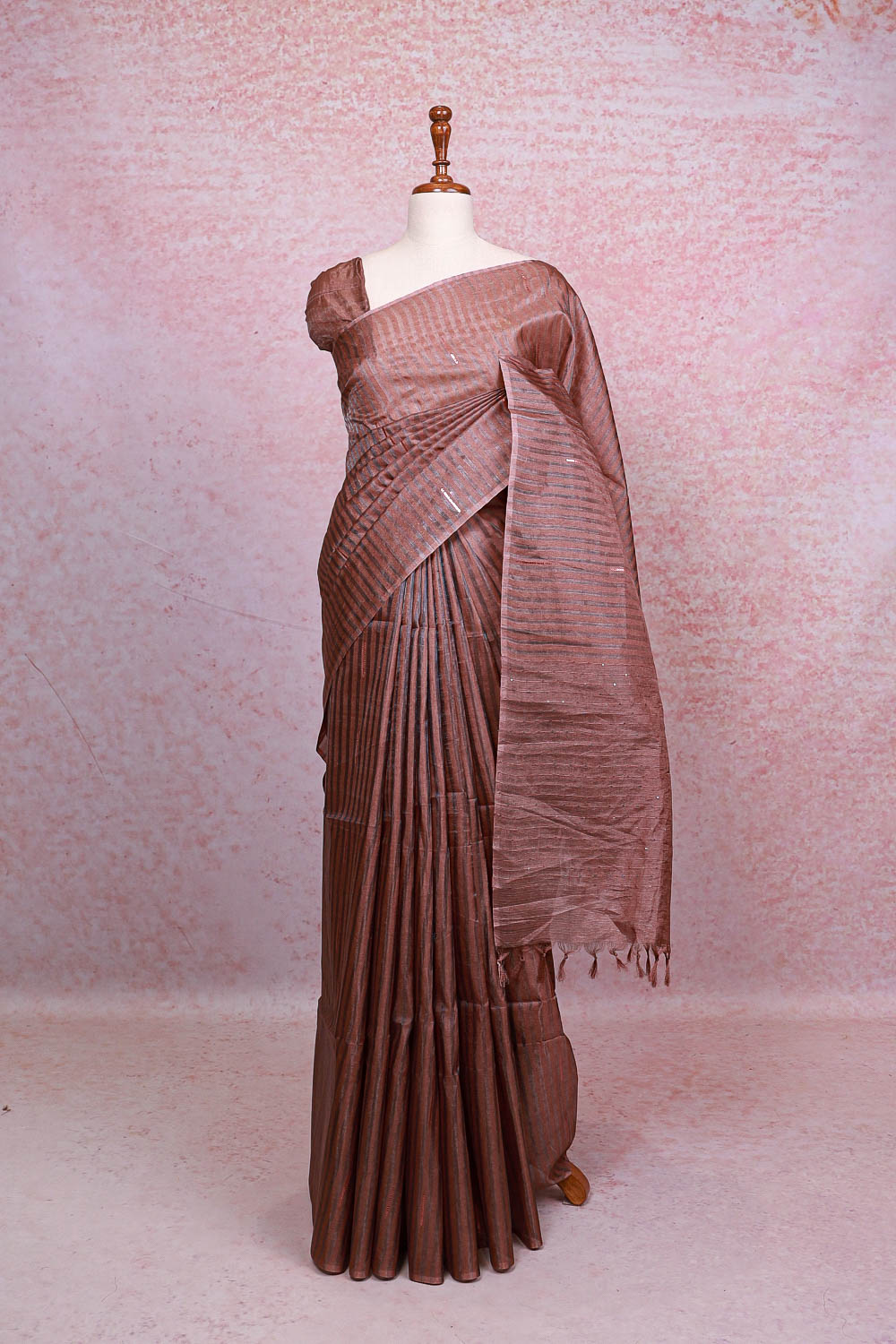 Chocolate Color Kora Silk Saree