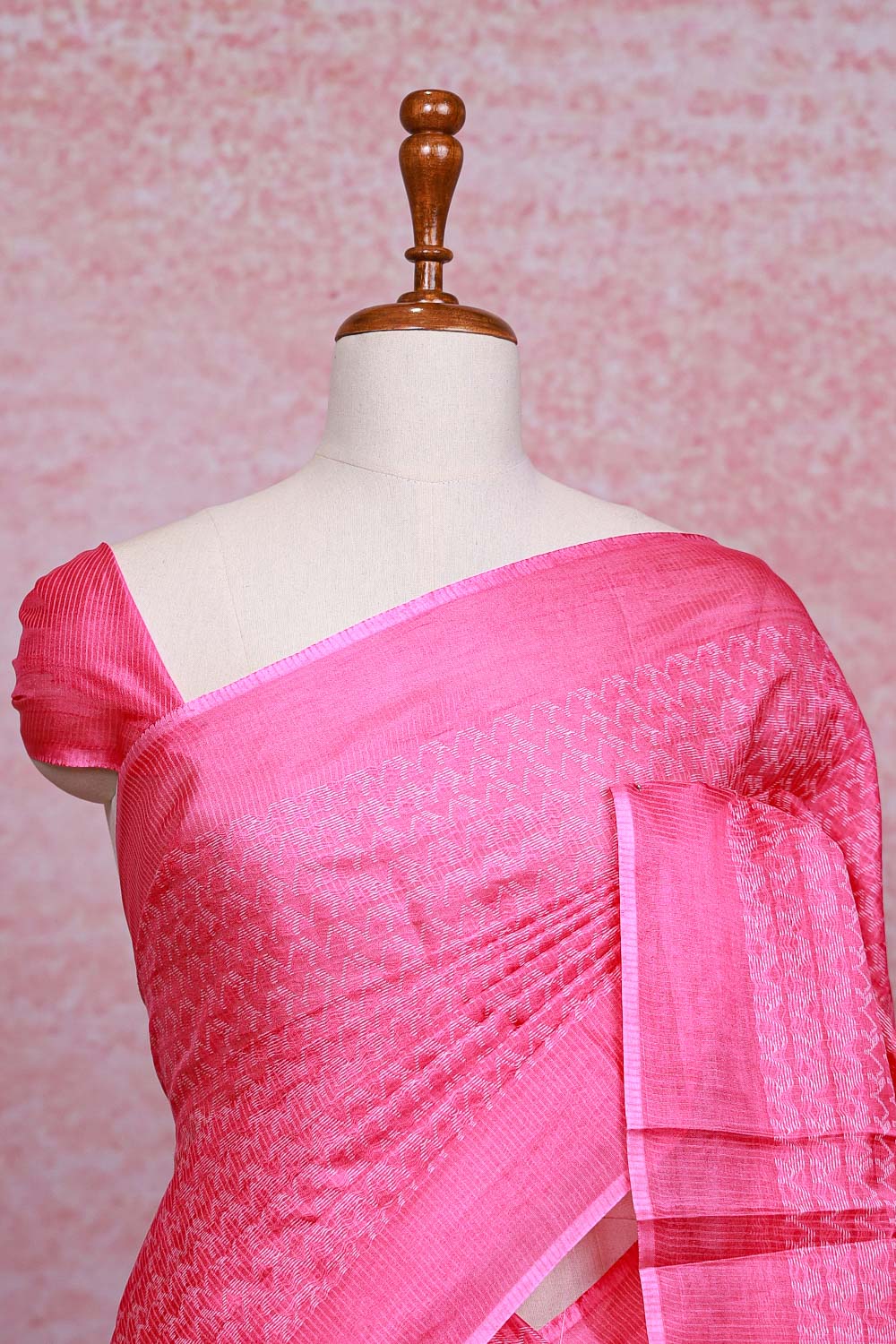 Pink Tussar Silk Saree