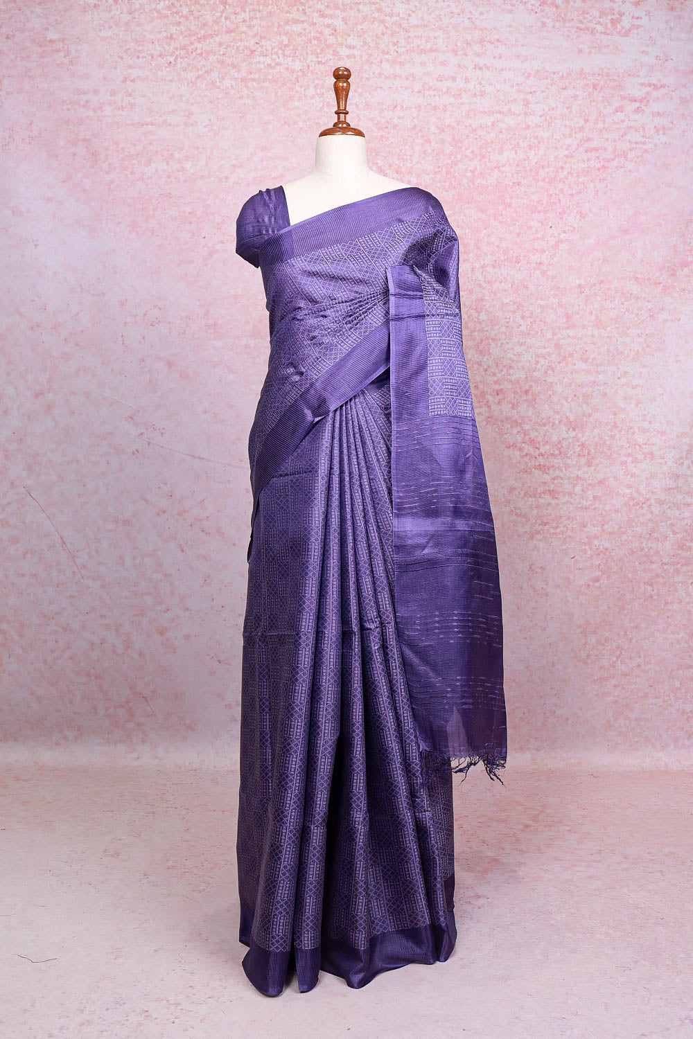 Dark Lavender Semi Tussar Saree - Seematti