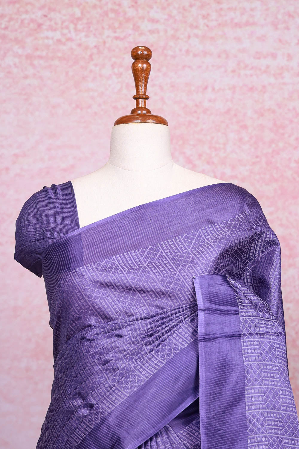 Dark Lavender Semi Tussar Saree - Seematti