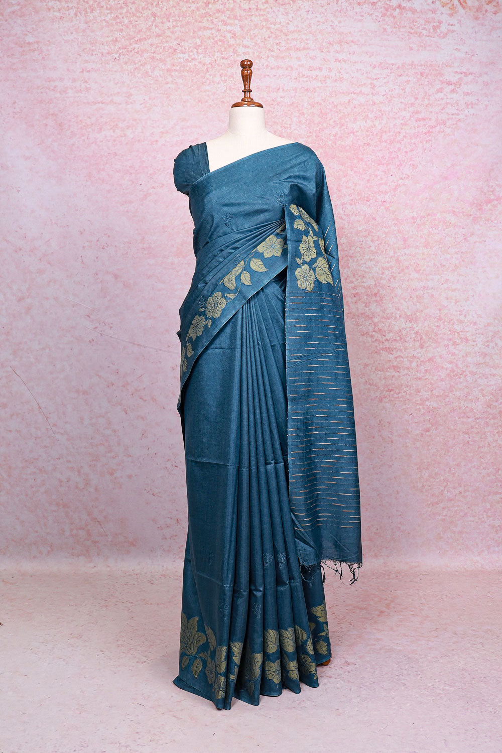 Blue Semi Tussar Saree - Seematti