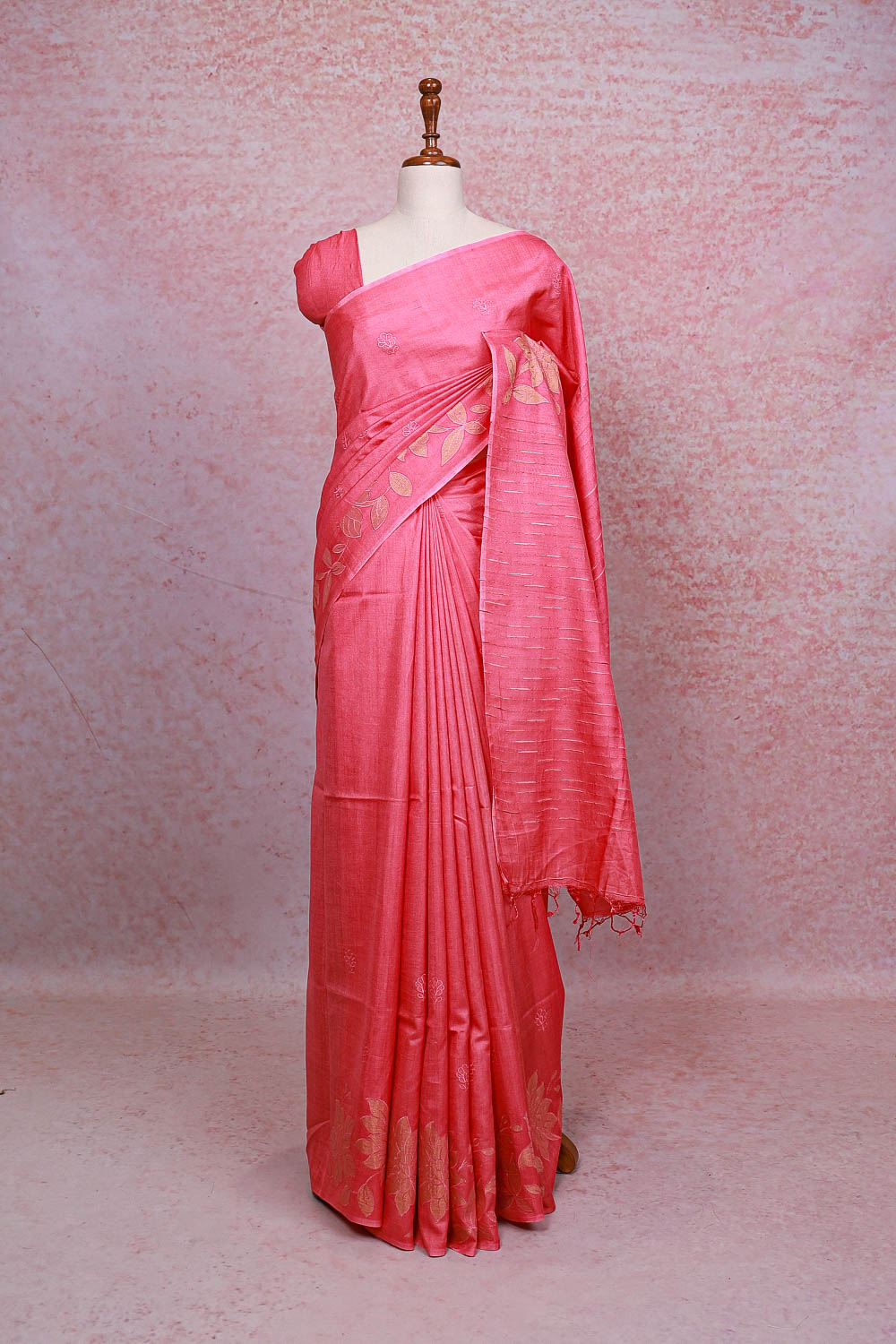Pink Semi Tussar Saree - Seematti