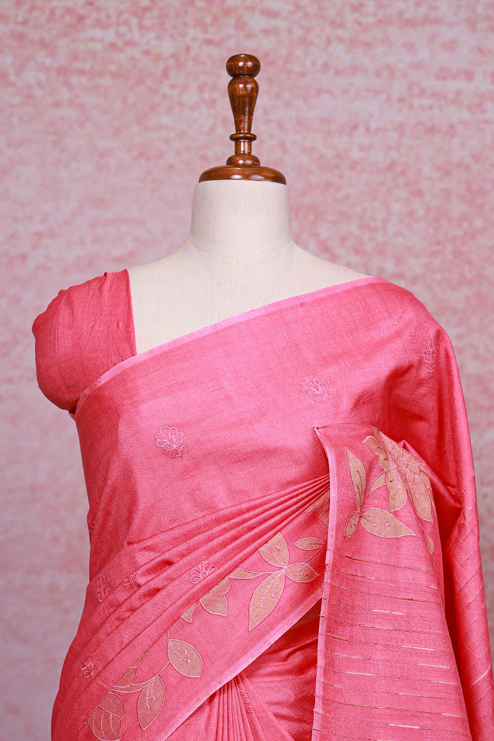 Pink Semi Tussar Saree - Seematti