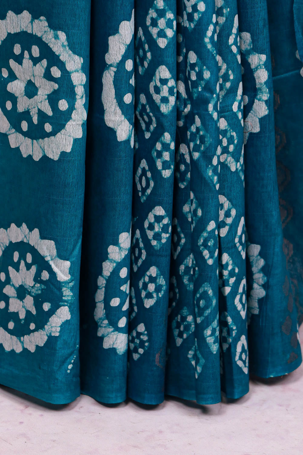 Peacock Blue Semi Tussar Saree