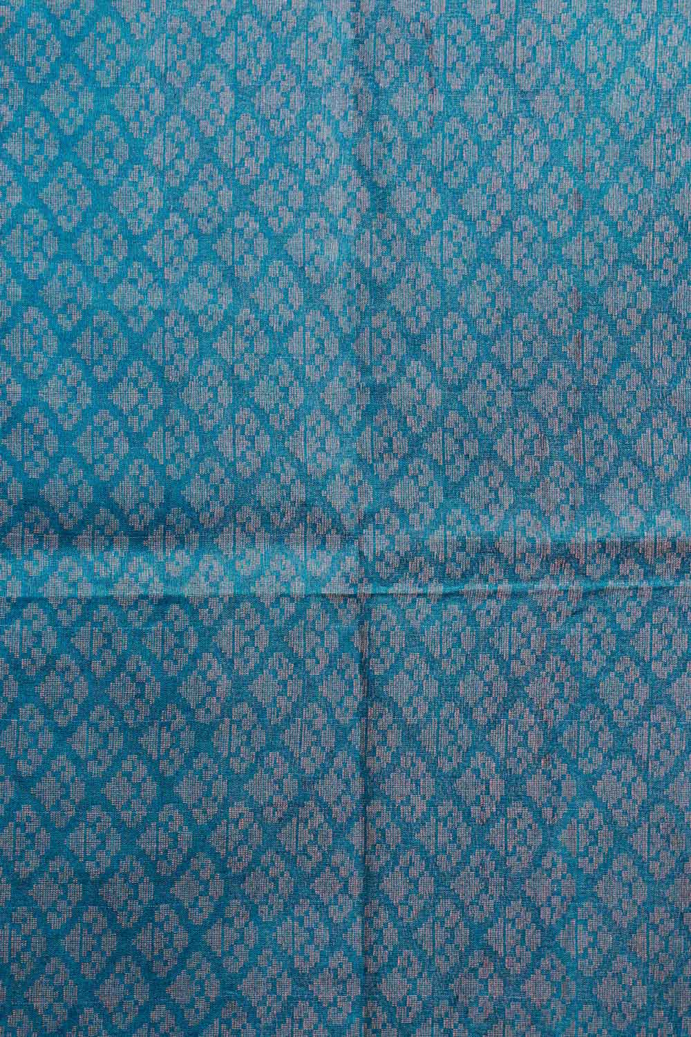 Peacock Blue Semi Tussar Saree