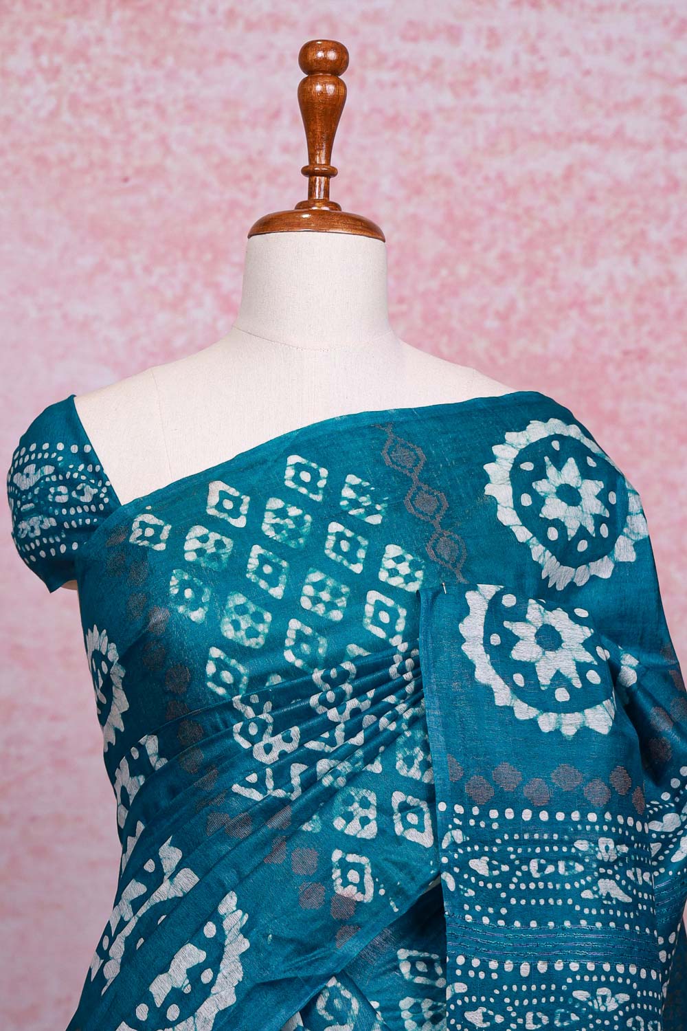Peacock Blue Semi Tussar Saree