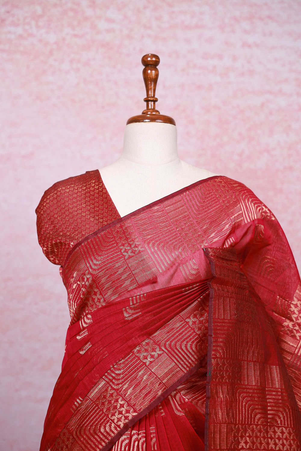 Magenta Pink  Cotton Silk Saree