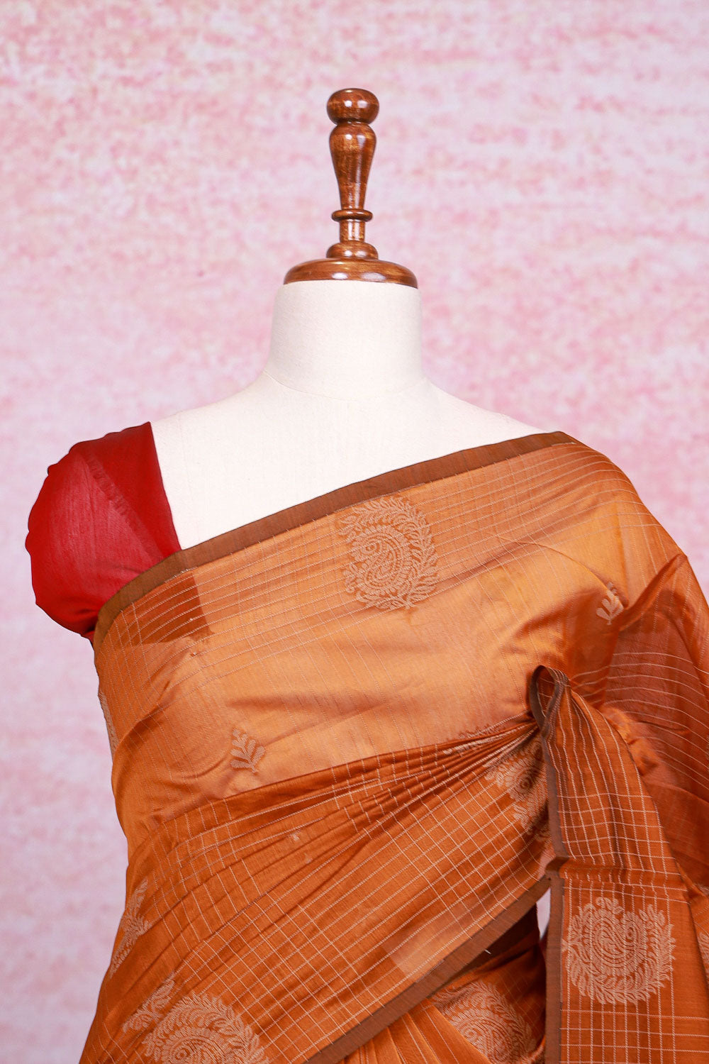 Mustard Orange Cotton Saree - Seematti