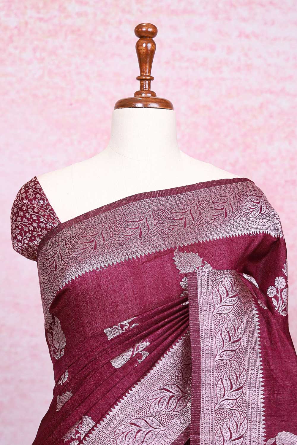 Wine Jute Banarasi Saree