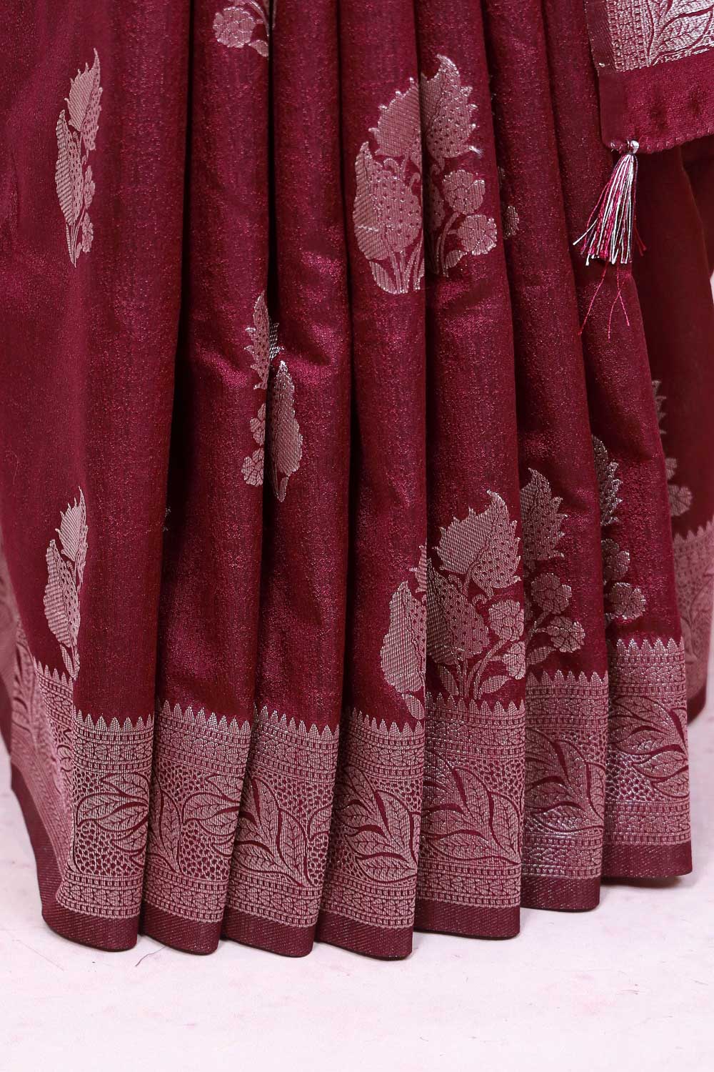 Wine Jute Banarasi Saree