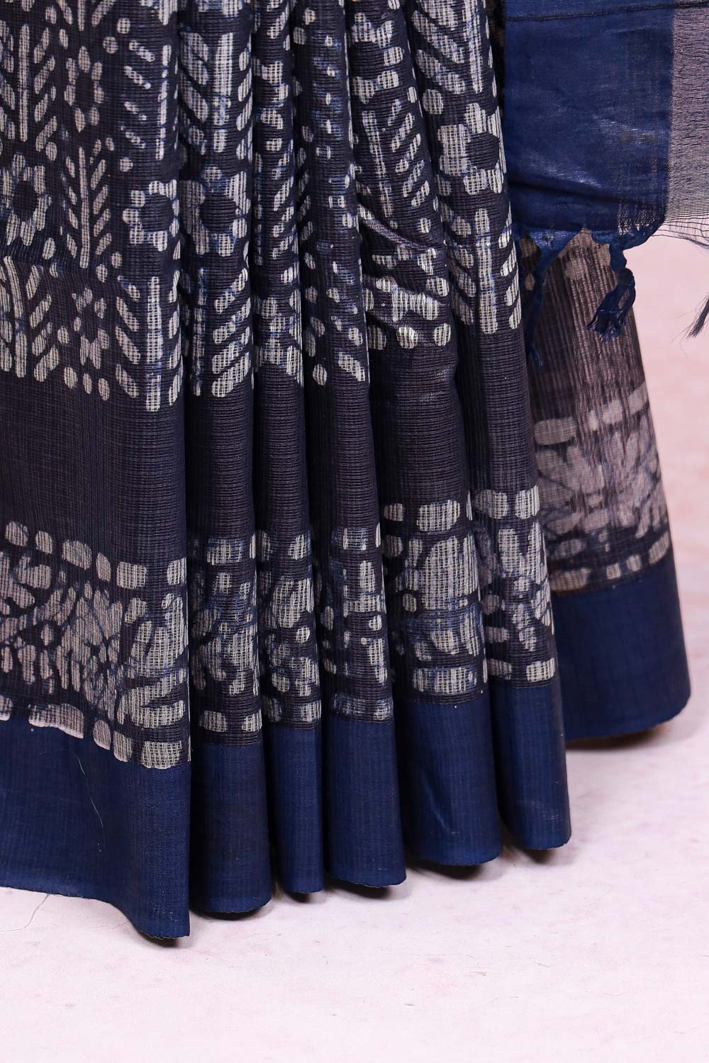 Navy Blue Semi Tussar Saree