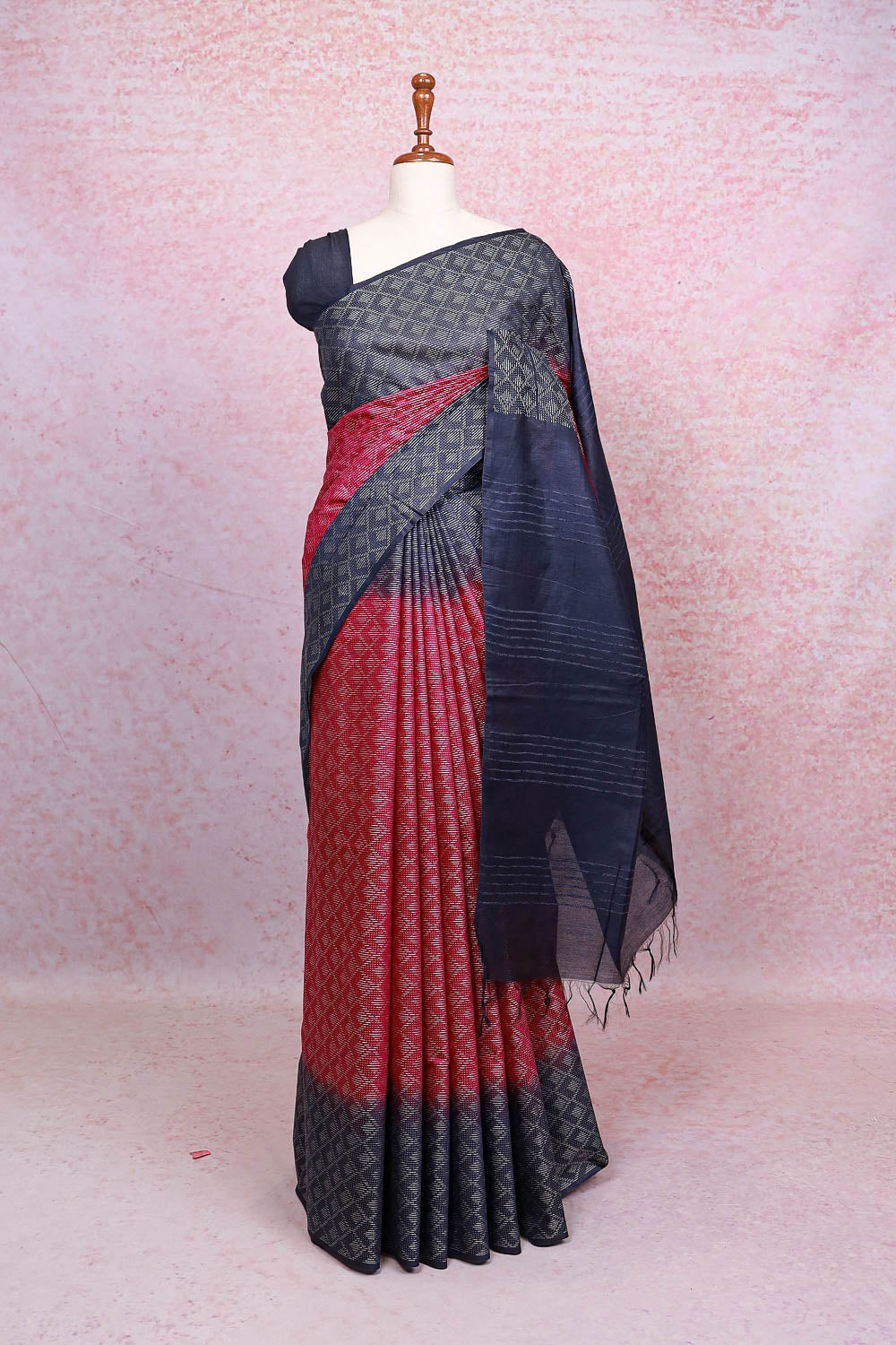 Wine Semi Tussar Saree