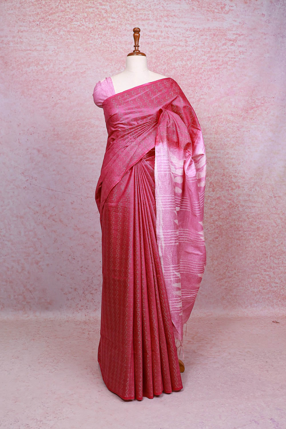 Pink Semi Tussar Saree