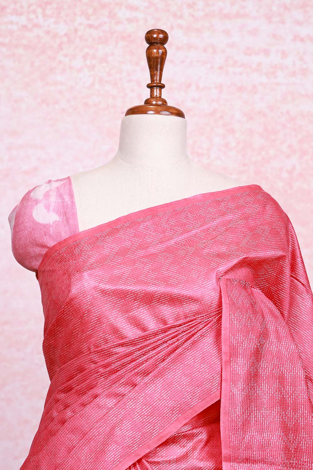 Dark Pink Semi Tussar Saree - Seematti