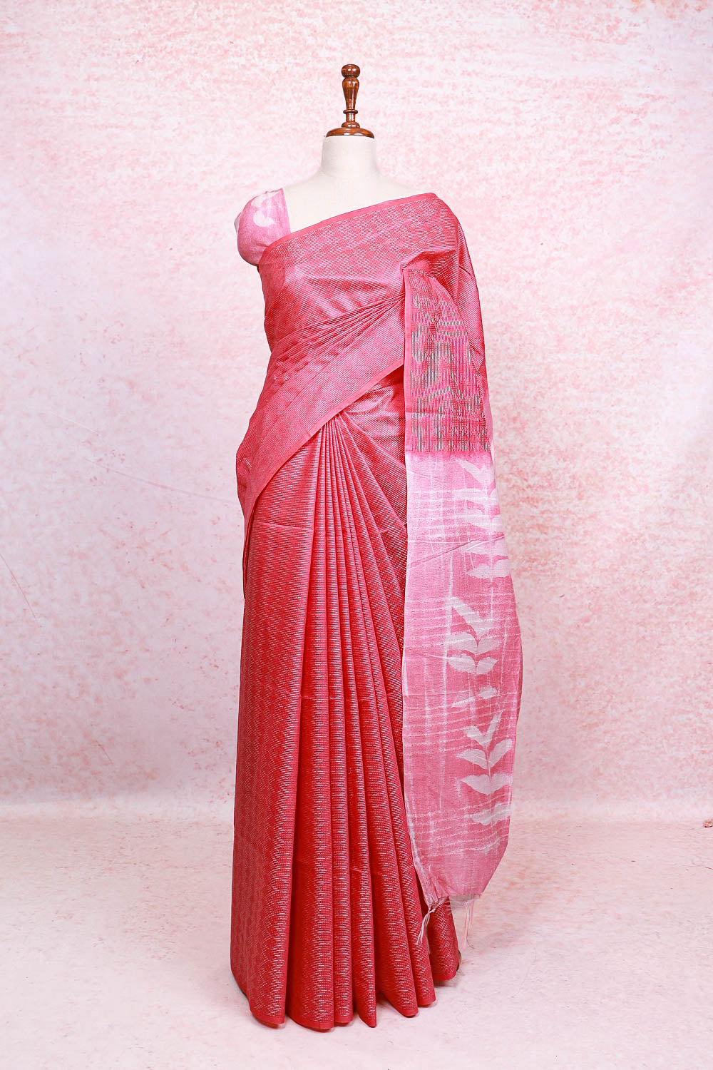 Dark Pink Semi Tussar Saree - Seematti