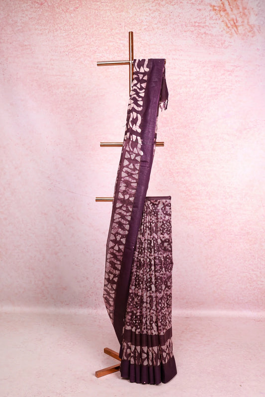 Dark Violet Semi Tussar Saree