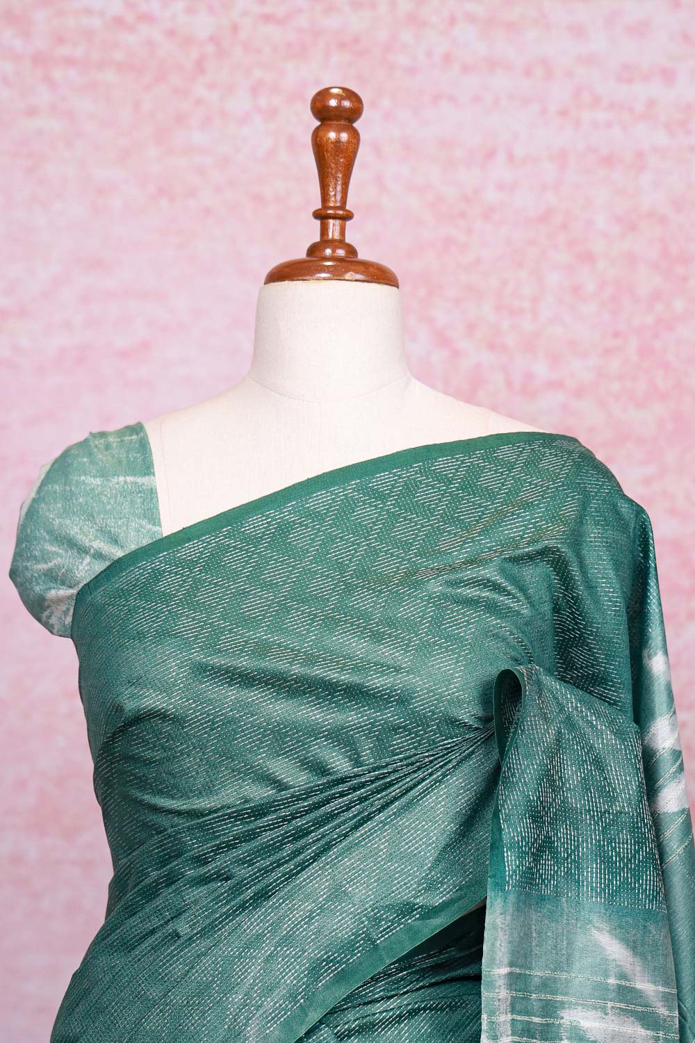 Dark Green Semi Tussar Saree