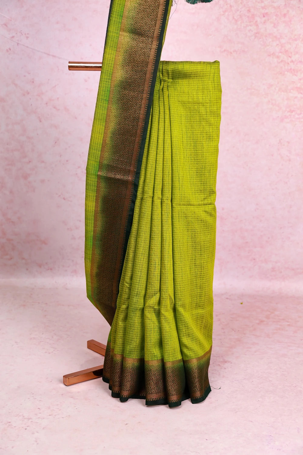 Parrot Green Jute Banarasi Saree