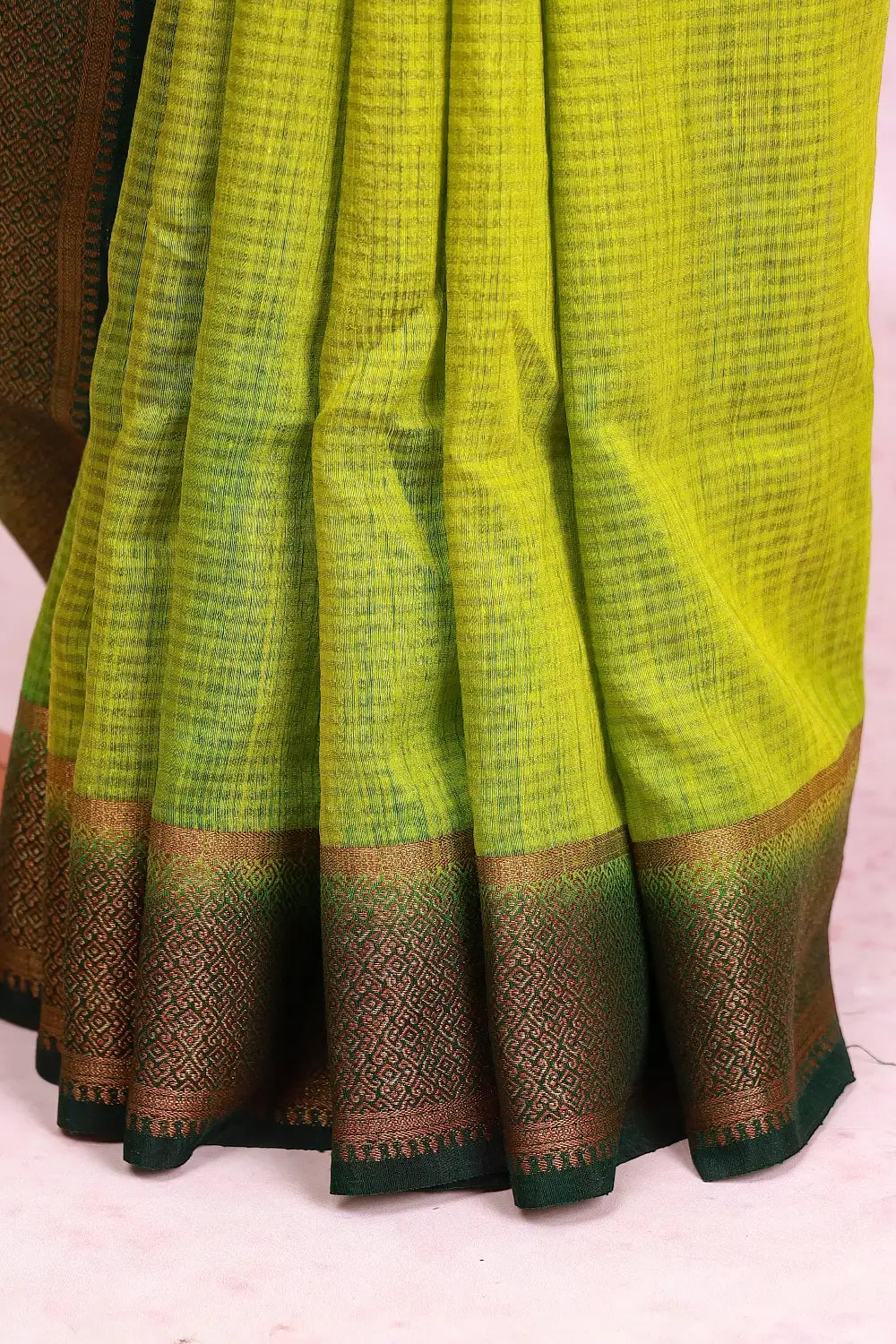 Parrot Green Jute Banarasi Saree
