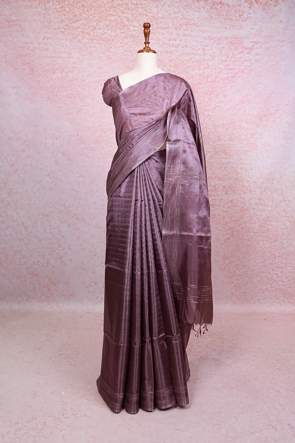 Dusty Lavender Semi Tussar Saree