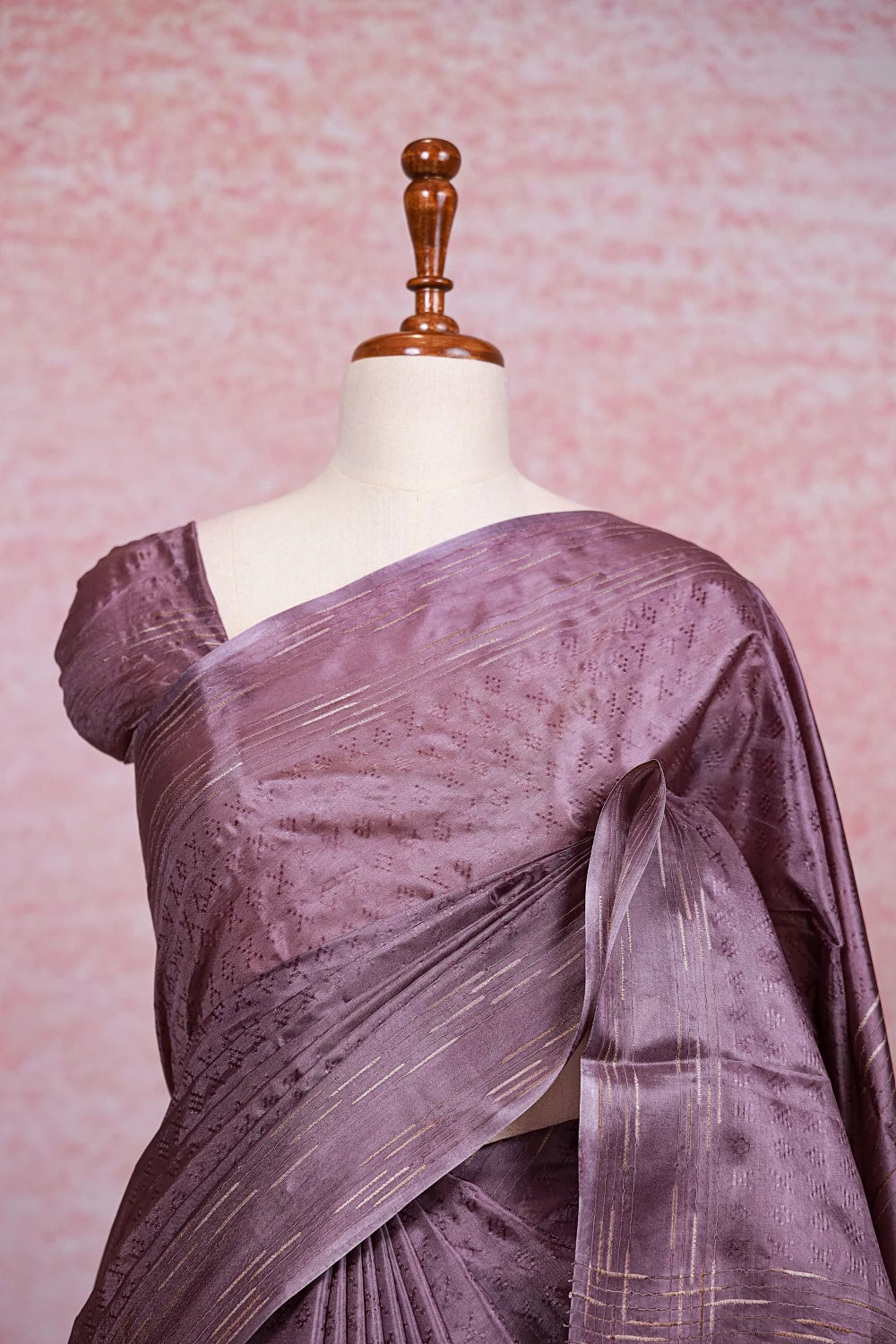 Dusty Lavender Semi Tussar Saree