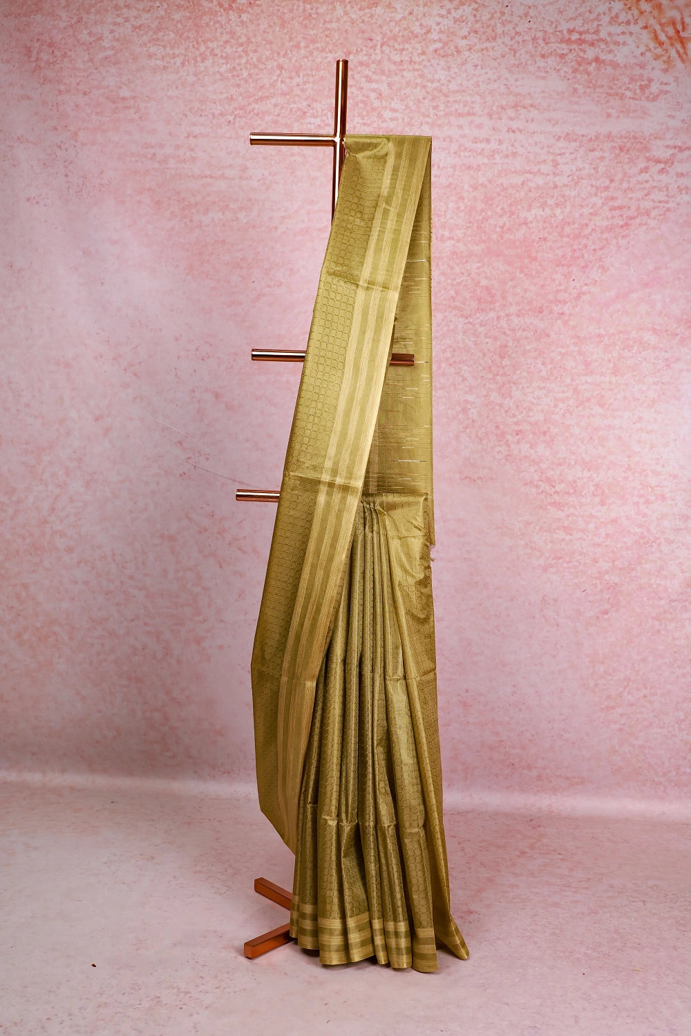 Olive Green Tussar Silk Saree