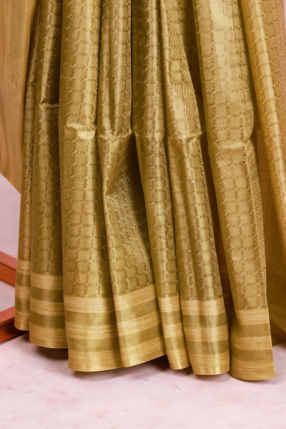 Olive Green Tussar Silk Saree