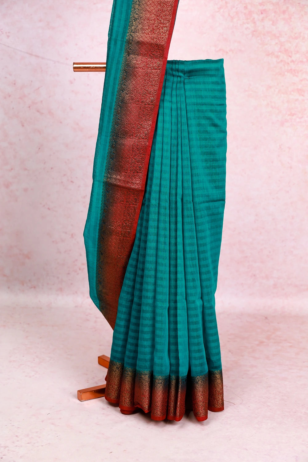 Peacock Green Semi Jute Saree