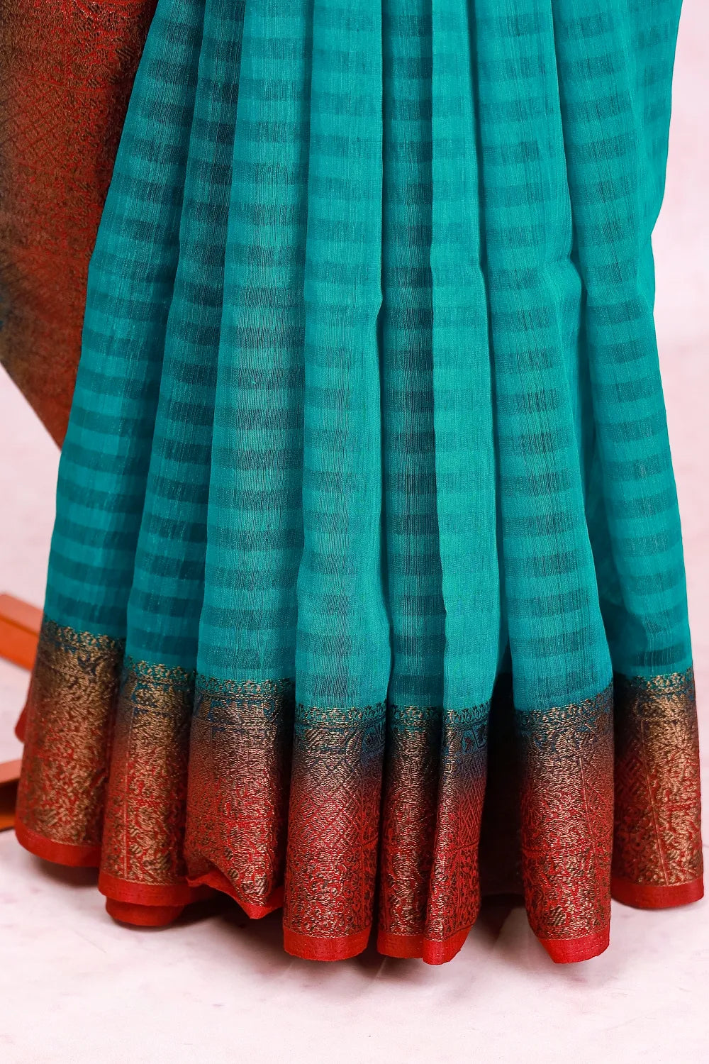 Peacock Green Semi Jute Saree