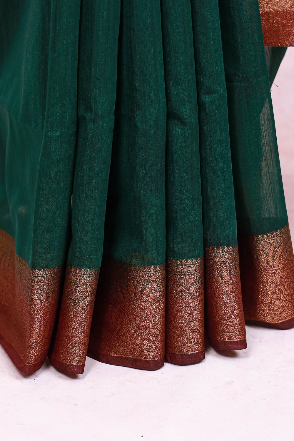 Bottle Green Semi Jute Saree - Seematti
