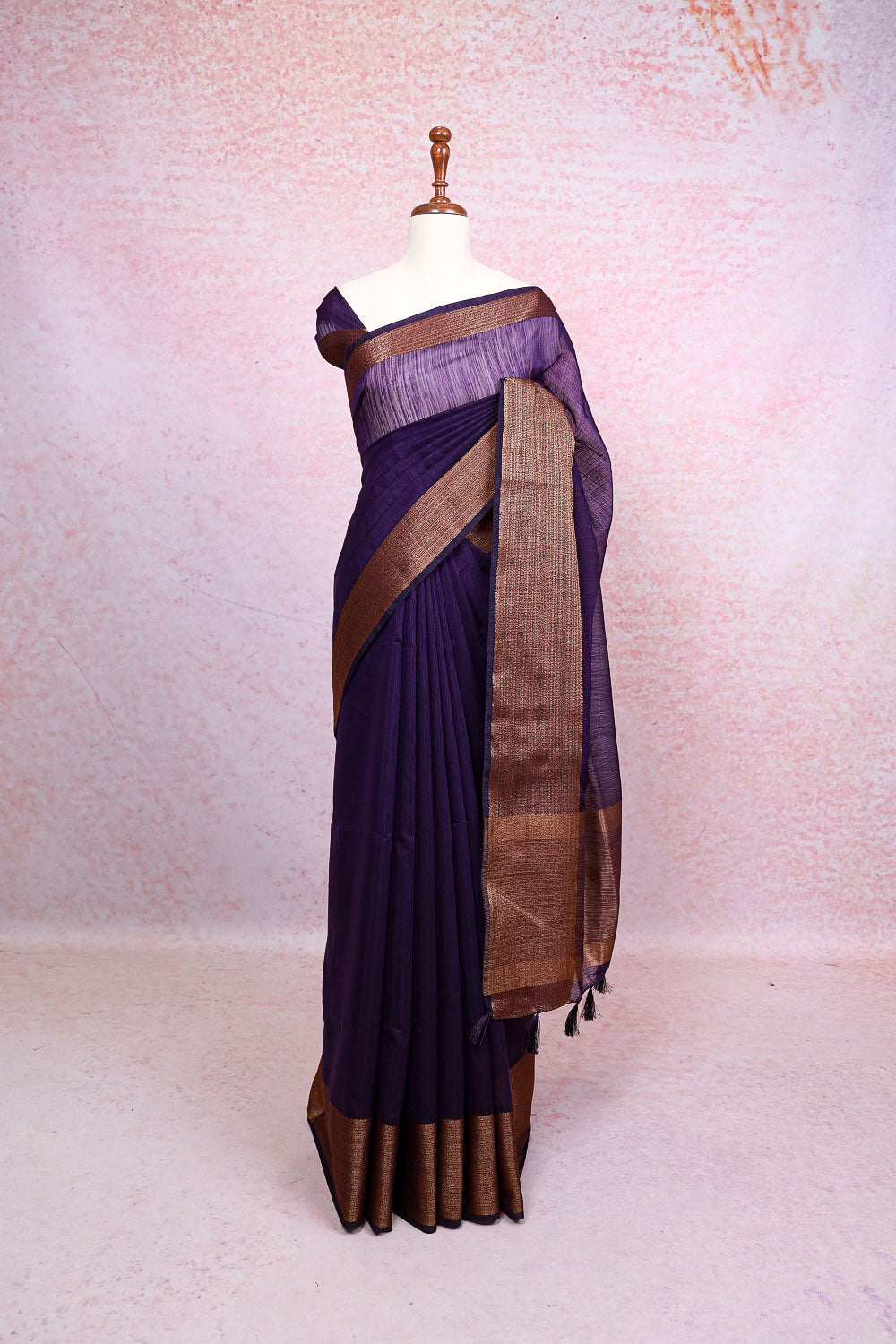 Violet Semi Jute Saree