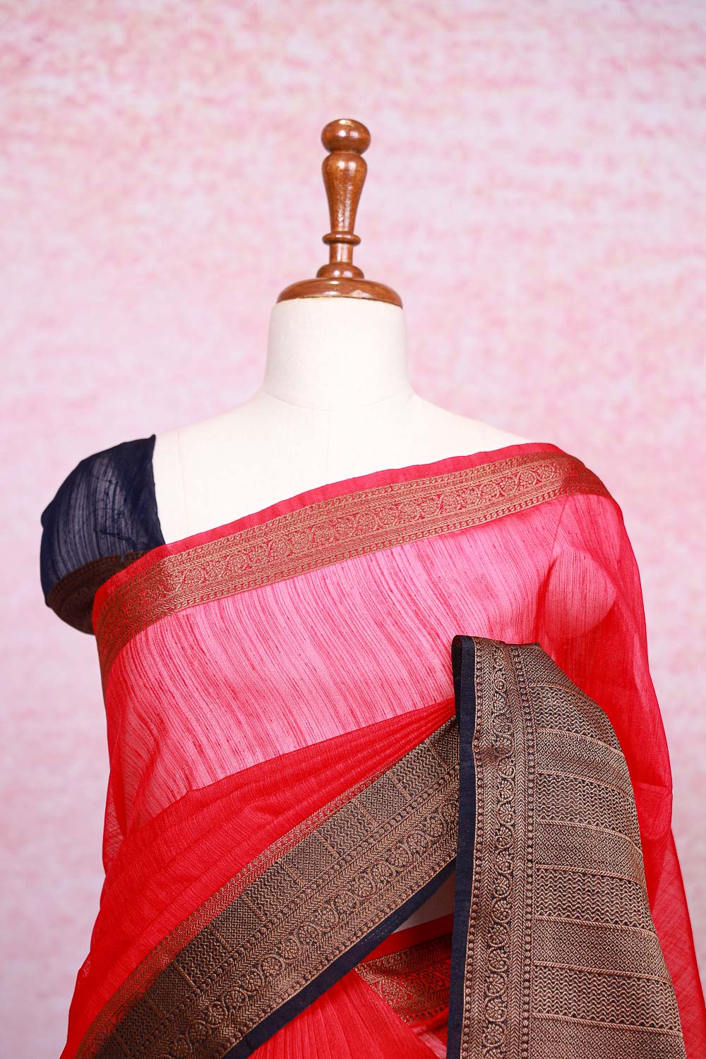 Red Semi Jute Saree