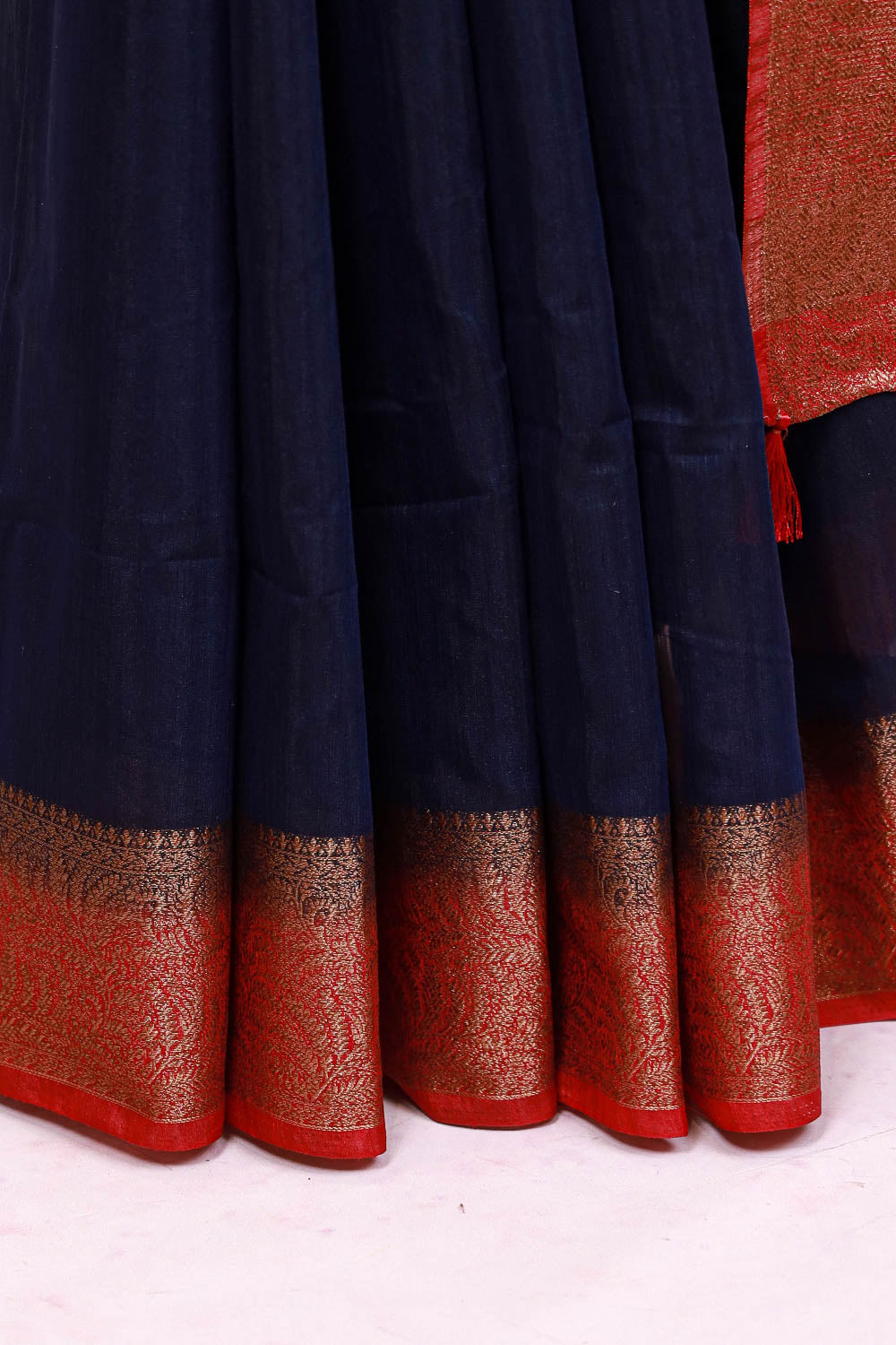 Navy Blue Semi Jute Saree