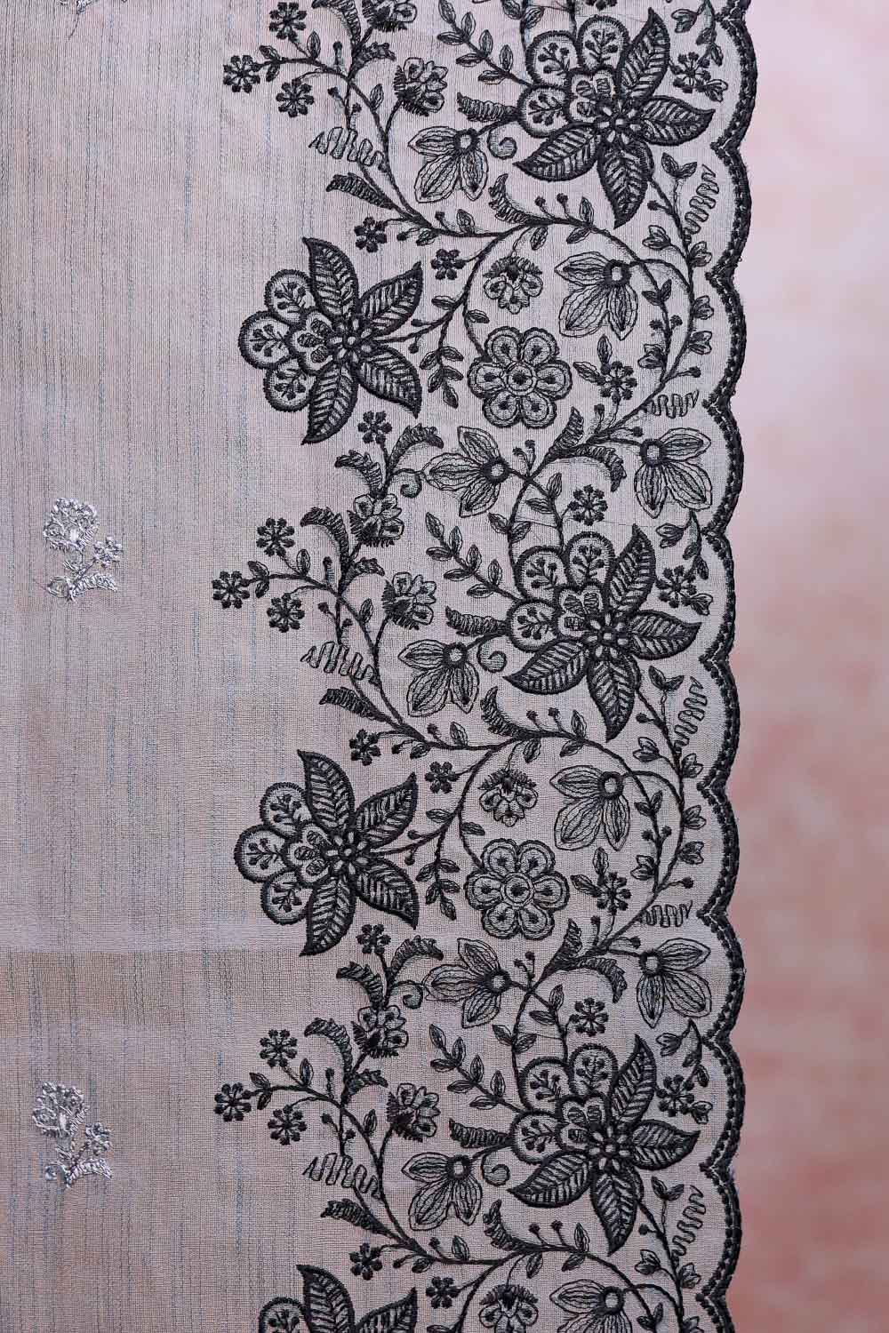 Dark Grey Semi Tussar Saree