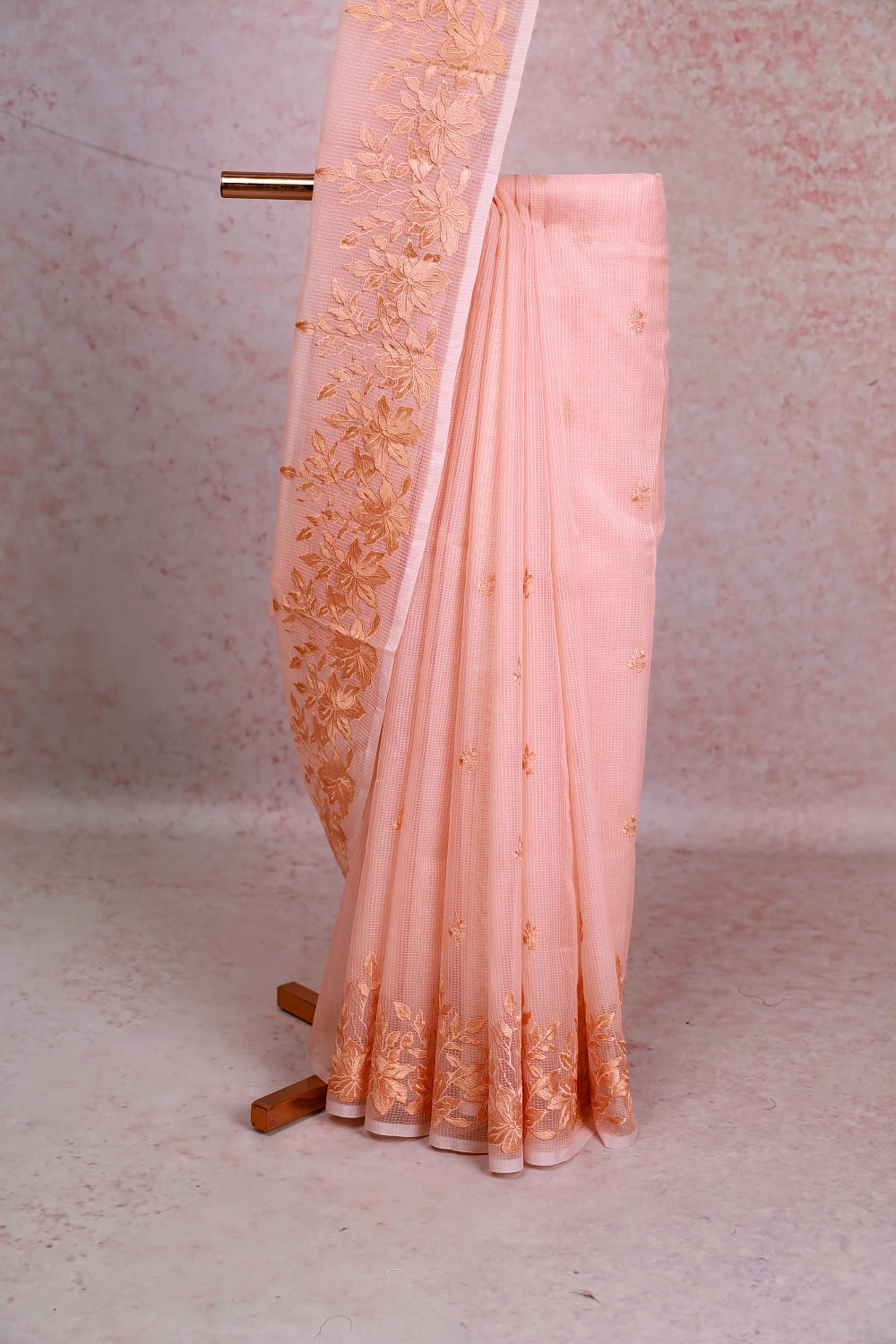 Peach Net Kota Saree